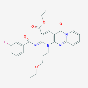 molecular formula C26H25FN4O5 B356572 Ethyl 7-(3-ethoxypropyl)-6-(3-fluorobenzoyl)imino-2-oxo-1,7,9-triazatricyclo[8.4.0.03,8]tetradeca-3(8),4,9,11,13-pentaene-5-carboxylate CAS No. 847036-72-0