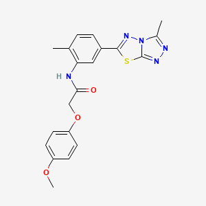 molecular formula C20H19N5O3S B3565722 2-(4-methoxyphenoxy)-N-[2-methyl-5-(3-methyl[1,2,4]triazolo[3,4-b][1,3,4]thiadiazol-6-yl)phenyl]acetamide 