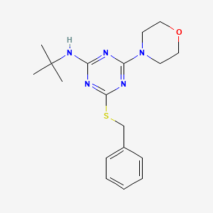 molecular formula C18H25N5OS B3565727 4-(benzylthio)-N-(tert-butyl)-6-(4-morpholinyl)-1,3,5-triazin-2-amine 