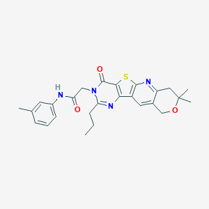 molecular formula C26H28N4O3S B356573 2-(8,8-dimethyl-4-oxo-2-propyl-7,10-dihydro-8H-pyrano[3'',4'':5',6']pyrido[3',2':4,5]thieno[3,2-d]pyrimidin-3(4H)-yl)-N-(3-methylphenyl)acetamide CAS No. 846586-17-2