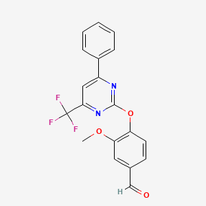 molecular formula C19H13F3N2O3 B3565747 3-methoxy-4-{[4-phenyl-6-(trifluoromethyl)-2-pyrimidinyl]oxy}benzaldehyde 