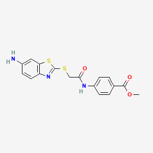 molecular formula C17H15N3O3S2 B3565769 methyl 4-({[(6-amino-1,3-benzothiazol-2-yl)thio]acetyl}amino)benzoate 