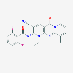 molecular formula C23H17F2N5O2 B356578 N-(5-Cyano-11-methyl-2-oxo-7-propyl-1,7,9-triazatricyclo[8.4.0.03,8]tetradeca-3(8),4,9,11,13-pentaen-6-ylidene)-2,6-difluorobenzamide CAS No. 846589-37-5