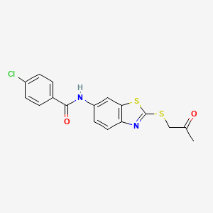 4-chloro-N-{2-[(2-oxopropyl)thio]-1,3-benzothiazol-6-yl}benzamide