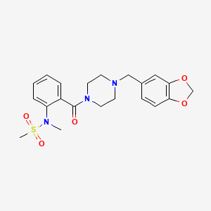 molecular formula C21H25N3O5S B3565789 N-(2-{[4-(1,3-benzodioxol-5-ylmethyl)-1-piperazinyl]carbonyl}phenyl)-N-methylmethanesulfonamide 