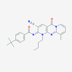 4-tert-butyl-N-(1-butyl-3-cyano-10-methyl-5-oxo-1,5-dihydro-2H-dipyrido[1,2-a:2,3-d]pyrimidin-2-ylidene)benzamide