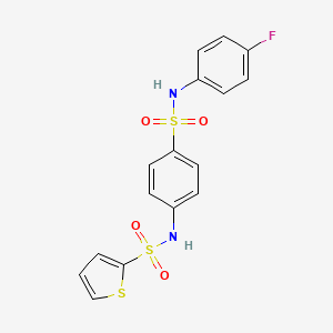 molecular formula C16H13FN2O4S3 B3565811 N-(4-{[(4-fluorophenyl)amino]sulfonyl}phenyl)-2-thiophenesulfonamide 