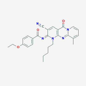 N-(5-Cyano-11-methyl-2-oxo-7-pentyl-1,7,9-triazatricyclo[8.4.0.03,8]tetradeca-3(8),4,9,11,13-pentaen-6-ylidene)-4-ethoxybenzamide