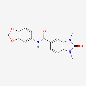 molecular formula C17H15N3O4 B3565823 N-1,3-benzodioxol-5-yl-1,3-dimethyl-2-oxo-2,3-dihydro-1H-benzimidazole-5-carboxamide 