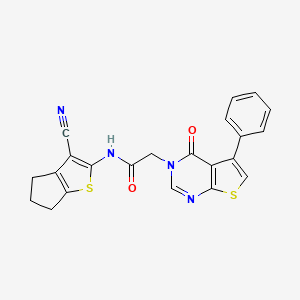 molecular formula C22H16N4O2S2 B3565832 N-(3-cyano-5,6-dihydro-4H-cyclopenta[b]thien-2-yl)-2-(4-oxo-5-phenylthieno[2,3-d]pyrimidin-3(4H)-yl)acetamide 