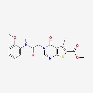 molecular formula C18H17N3O5S B3565855 Methyl 3-[2-(2-methoxyanilino)-2-oxoethyl]-5-methyl-4-oxothieno[2,3-d]pyrimidine-6-carboxylate 