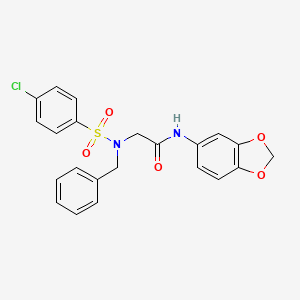 molecular formula C22H19ClN2O5S B3565909 N~1~-1,3-benzodioxol-5-yl-N~2~-benzyl-N~2~-[(4-chlorophenyl)sulfonyl]glycinamide 