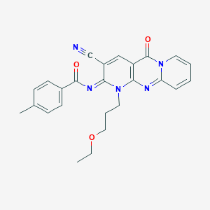 N-[5-Cyano-7-(3-ethoxypropyl)-2-oxo-1,7,9-triazatricyclo[8.4.0.03,8]tetradeca-3(8),4,9,11,13-pentaen-6-ylidene]-4-methylbenzamide
