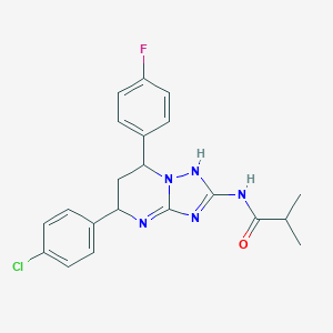 molecular formula C21H21ClFN5O B356596 N-[5-(4-chlorophenyl)-7-(4-fluorophenyl)-1,5,6,7-tetrahydro-[1,2,4]triazolo[1,5-a]pyrimidin-2-yl]-2-methylpropanamide CAS No. 848280-03-5