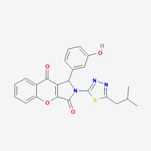 molecular formula C23H19N3O4S B356598 1-(3-Hydroxyphenyl)-2-(5-isobutyl-1,3,4-thiadiazol-2-yl)-1,2-dihydrochromeno[2,3-c]pyrrole-3,9-dione CAS No. 713088-56-3