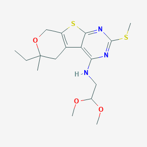 N-(2,2-Dimethoxyethyl)-12-ethyl-12-methyl-5-methylsulfanyl-11-oxa-8-thia-4,6-diazatricyclo[7.4.0.02,7]trideca-1(9),2,4,6-tetraen-3-amine