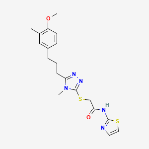 2-({5-[3-(4-methoxy-3-methylphenyl)propyl]-4-methyl-4H-1,2,4-triazol-3-yl}thio)-N-1,3-thiazol-2-ylacetamide