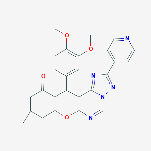 12-(3,4-dimethoxyphenyl)-9,9-dimethyl-2-(4-pyridinyl)-8,9,10,12-tetrahydro-11H-chromeno[3,2-e][1,2,4]triazolo[1,5-c]pyrimidin-11-one