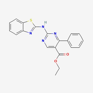 molecular formula C20H16N4O2S B3566057 ethyl 2-(1,3-benzothiazol-2-ylamino)-4-phenyl-5-pyrimidinecarboxylate 