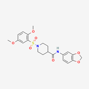 molecular formula C21H24N2O7S B3566112 N-1,3-benzodioxol-5-yl-1-[(2,5-dimethoxyphenyl)sulfonyl]-4-piperidinecarboxamide 