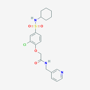 molecular formula C20H24ClN3O4S B3566141 2-{2-chloro-4-[(cyclohexylamino)sulfonyl]phenoxy}-N-(3-pyridinylmethyl)acetamide 