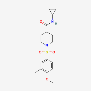 molecular formula C17H24N2O4S B3566142 N-cyclopropyl-1-[(4-methoxy-3-methylphenyl)sulfonyl]-4-piperidinecarboxamide 