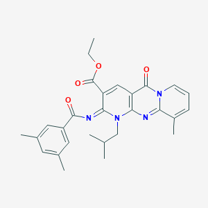 molecular formula C28H30N4O4 B356615 Ethyl 6-(3,5-dimethylbenzoyl)imino-11-methyl-7-(2-methylpropyl)-2-oxo-1,7,9-triazatricyclo[8.4.0.03,8]tetradeca-3(8),4,9,11,13-pentaene-5-carboxylate CAS No. 847917-10-6