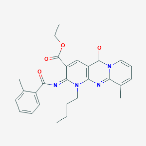 Ethyl 7-butyl-11-methyl-6-(2-methylbenzoyl)imino-2-oxo-1,7,9-triazatricyclo[8.4.0.03,8]tetradeca-3(8),4,9,11,13-pentaene-5-carboxylate