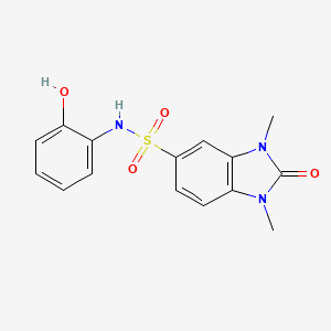 molecular formula C15H15N3O4S B3566173 N-(2-hydroxyphenyl)-1,3-dimethyl-2-oxo-2,3-dihydro-1H-benzimidazole-5-sulfonamide 