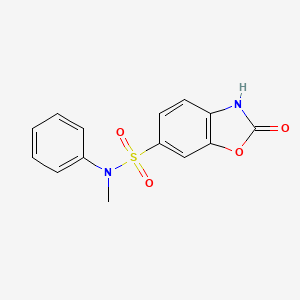 molecular formula C14H12N2O4S B3566219 N-methyl-2-oxo-N-phenyl-2,3-dihydro-1,3-benzoxazole-6-sulfonamide 