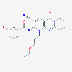 N-[5-Cyano-7-(3-ethoxypropyl)-11-methyl-2-oxo-1,7,9-triazatricyclo[8.4.0.03,8]tetradeca-3(8),4,9,11,13-pentaen-6-ylidene]-3-fluorobenzamide