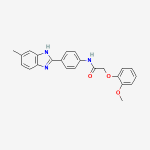 molecular formula C23H21N3O3 B3566233 2-(2-methoxyphenoxy)-N-[4-(6-methyl-1H-benzimidazol-2-yl)phenyl]acetamide 