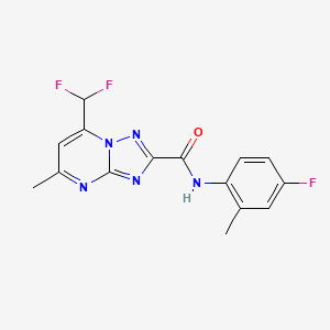 molecular formula C15H12F3N5O B3566348 7-(difluoromethyl)-N-(4-fluoro-2-methylphenyl)-5-methyl-[1,2,4]triazolo[1,5-a]pyrimidine-2-carboxamide 