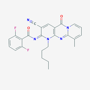 molecular formula C25H21F2N5O2 B356635 N-(5-Cyano-11-methyl-2-oxo-7-pentyl-1,7,9-triazatricyclo[8.4.0.03,8]tetradeca-3(8),4,9,11,13-pentaen-6-ylidene)-2,6-difluorobenzamide CAS No. 848732-35-4