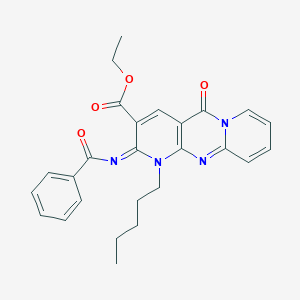 Ethyl 6-benzoylimino-2-oxo-7-pentyl-1,7,9-triazatricyclo[8.4.0.03,8]tetradeca-3(8),4,9,11,13-pentaene-5-carboxylate