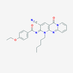 molecular formula C26H25N5O3 B356640 N-(5-Cyano-2-oxo-7-pentyl-1,7,9-triazatricyclo[8.4.0.03,8]tetradeca-3(8),4,9,11,13-pentaen-6-ylidene)-4-ethoxybenzamide CAS No. 848732-53-6