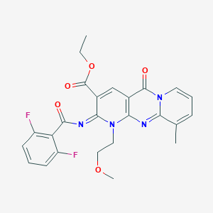 molecular formula C25H22F2N4O5 B356644 Ethyl 6-(2,6-difluorobenzoyl)imino-7-(2-methoxyethyl)-11-methyl-2-oxo-1,7,9-triazatricyclo[8.4.0.03,8]tetradeca-3(8),4,9,11,13-pentaene-5-carboxylate CAS No. 848683-32-9