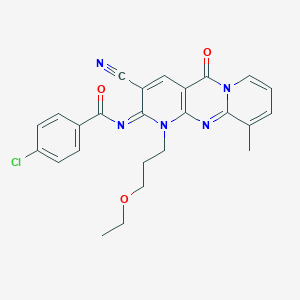 4-chloro-N-[3-cyano-1-(3-ethoxypropyl)-10-methyl-5-oxo-1,5-dihydro-2H-dipyrido[1,2-a:2,3-d]pyrimidin-2-ylidene]benzamide