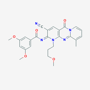 N-[5-Cyano-7-(3-methoxypropyl)-11-methyl-2-oxo-1,7,9-triazatricyclo[8.4.0.03,8]tetradeca-3(8),4,9,11,13-pentaen-6-ylidene]-3,5-dimethoxybenzamide