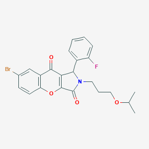 molecular formula C23H21BrFNO4 B356654 7-Bromo-1-(2-fluorophenyl)-2-(3-isopropoxypropyl)-1,2-dihydrochromeno[2,3-c]pyrrole-3,9-dione CAS No. 848726-94-3