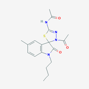 molecular formula C18H22N4O3S B356655 N-(4-acetyl-1'-butyl-5'-methyl-2'-oxospiro[1,3,4-thiadiazole-5,3'-indole]-2-yl)acetamide CAS No. 842970-59-6