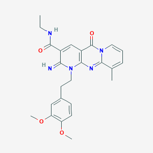 molecular formula C25H27N5O4 B356656 1-[2-(3,4-dimethoxyphenyl)ethyl]-N-ethyl-2-imino-10-methyl-5-oxo-1,5-dihydro-2H-dipyrido[1,2-a:2,3-d]pyrimidine-3-carboxamide CAS No. 843629-94-7