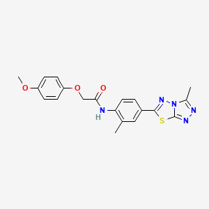 molecular formula C20H19N5O3S B3566565 2-(4-methoxyphenoxy)-N-[2-methyl-4-(3-methyl[1,2,4]triazolo[3,4-b][1,3,4]thiadiazol-6-yl)phenyl]acetamide 