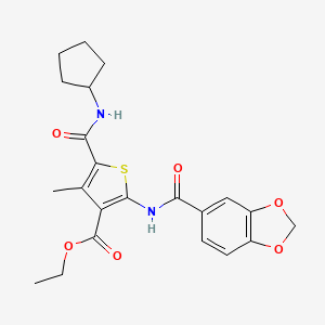 ETHYL 2-(2H-1,3-BENZODIOXOLE-5-AMIDO)-5-(CYCLOPENTYLCARBAMOYL)-4-METHYLTHIOPHENE-3-CARBOXYLATE