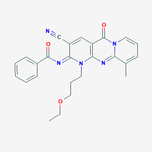 N-[5-Cyano-7-(3-ethoxypropyl)-11-methyl-2-oxo-1,7,9-triazatricyclo[8.4.0.03,8]tetradeca-3(8),4,9,11,13-pentaen-6-ylidene]benzamide