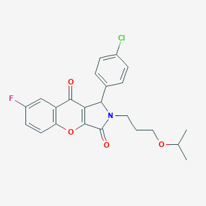 molecular formula C23H21ClFNO4 B356664 1-(4-Chlorophenyl)-7-fluoro-2-(3-isopropoxypropyl)-1,2-dihydrochromeno[2,3-c]pyrrole-3,9-dione CAS No. 848745-92-6