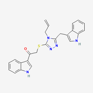 molecular formula C24H21N5OS B3566661 2-{[4-allyl-5-(1H-indol-3-ylmethyl)-4H-1,2,4-triazol-3-yl]thio}-1-(1H-indol-3-yl)ethanone 