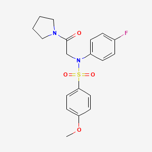 molecular formula C19H21FN2O4S B3566742 N-(4-fluorophenyl)-4-methoxy-N-[2-oxo-2-(1-pyrrolidinyl)ethyl]benzenesulfonamide 