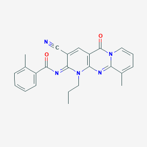 N-(5-Cyano-11-methyl-2-oxo-7-propyl-1,7,9-triazatricyclo[8.4.0.03,8]tetradeca-3(8),4,9,11,13-pentaen-6-ylidene)-2-methylbenzamide