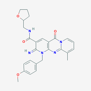 molecular formula C26H27N5O4 B356684 2-imino-1-(4-methoxybenzyl)-10-methyl-5-oxo-N-(tetrahydro-2-furanylmethyl)-1,5-dihydro-2H-dipyrido[1,2-a:2,3-d]pyrimidine-3-carboxamide CAS No. 919226-93-0